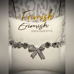 New ERIMISH Bracelet - Silver Crystal Bow - Extended or Regular